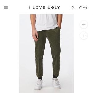 NEW WITH TAGS I Love Ugly slim kobe pants/cords size small in moss